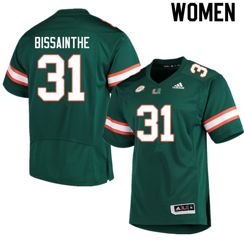 Women #31 Wesley Bissainthe Miami Hurricanes College Football Jerseys Sale-Green - Click Image to Close